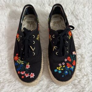 Keds Women's Black Floral Espadrille Shoes Size 5.5